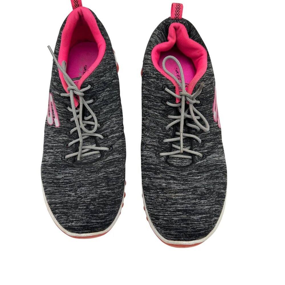 Skechers Womens Skech-Air Athletic Sneakers Sz 9 Gray Pink Lace Up Mesh Outdoors